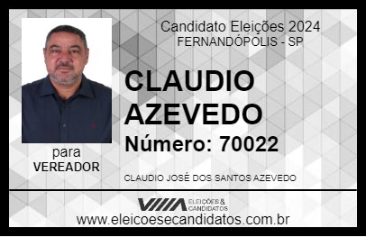 Candidato CLAUDIO AZEVEDO 2024 - FERNANDÓPOLIS - Eleições