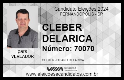 Candidato CLEBER DELARICA 2024 - FERNANDÓPOLIS - Eleições