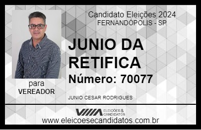 Candidato JUNIO DA RETIFICA 2024 - FERNANDÓPOLIS - Eleições