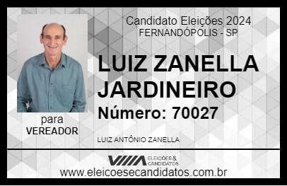 Candidato LUIZ ZANELLA JARDINEIRO 2024 - FERNANDÓPOLIS - Eleições