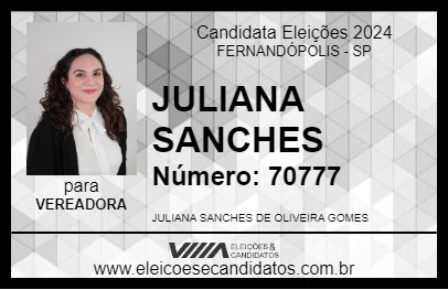 Candidato JULIANA SANCHES 2024 - FERNANDÓPOLIS - Eleições