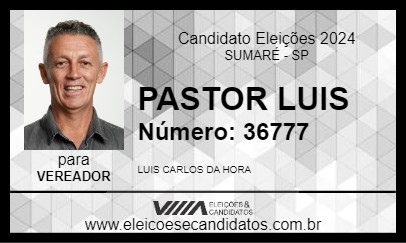 Candidato PASTOR LUIS 2024 - SUMARÉ - Eleições