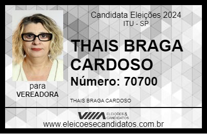 Candidato THAIS BRAGA CARDOSO 2024 - ITU - Eleições