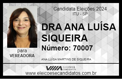 Candidato DRA ANA LUÍSA SIQUEIRA 2024 - ITU - Eleições