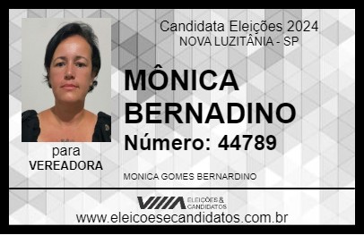 Candidato MÔNICA BERNARDINO 2024 - NOVA LUZITÂNIA - Eleições