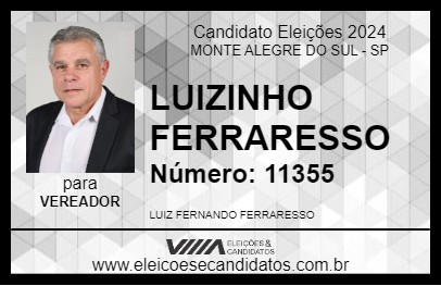 Candidato LUIZINHO FERRARESSO 2024 - MONTE ALEGRE DO SUL - Eleições