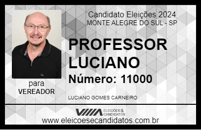 Candidato PROFESSOR LUCIANO 2024 - MONTE ALEGRE DO SUL - Eleições