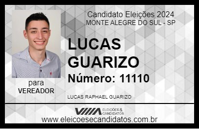 Candidato LUCAS GUARIZO 2024 - MONTE ALEGRE DO SUL - Eleições