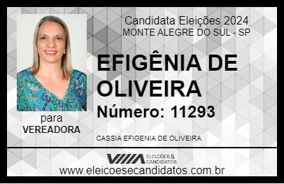 Candidato EFIGÊNIA DE OLIVEIRA 2024 - MONTE ALEGRE DO SUL - Eleições