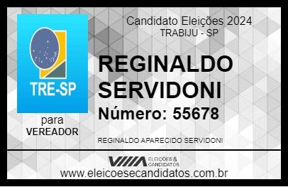 Candidato REGINALDO SERVIDONI 2024 - TRABIJU - Eleições