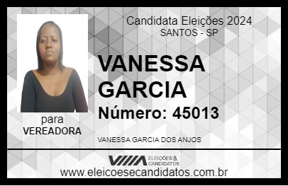 Candidato VANESSA GARCIA 2024 - SANTOS - Eleições