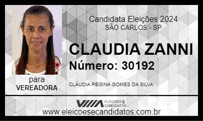 Candidato CLAUDIA ZANNI 2024 - SÃO CARLOS - Eleições