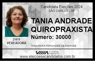 Candidato TANIA ANDRADE QUIROPRAXISTA 2024 - SÃO CARLOS - Eleições