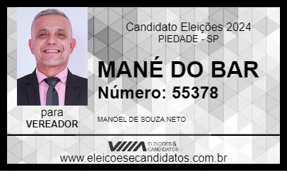 Candidato MANÉ DO BAR 2024 - PIEDADE - Eleições