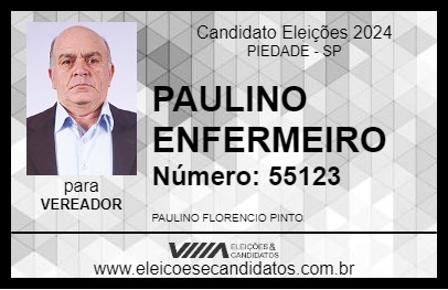 Candidato PAULINO ENFERMEIRO 2024 - PIEDADE - Eleições