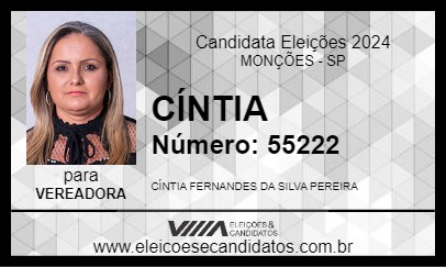 Candidato CÍNTIA 2024 - MONÇÕES - Eleições