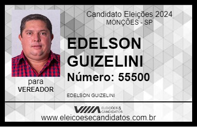 Candidato EDELSON GUIZELINI 2024 - MONÇÕES - Eleições