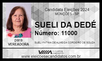 Candidato SUELI DA DEDÉ 2024 - MONÇÕES - Eleições