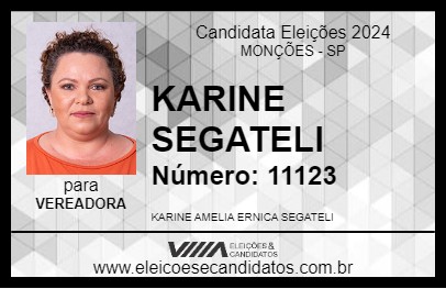 Candidato KARINE SEGATELI 2024 - MONÇÕES - Eleições