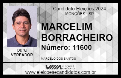 Candidato MARCELIM BORRACHEIRO 2024 - MONÇÕES - Eleições