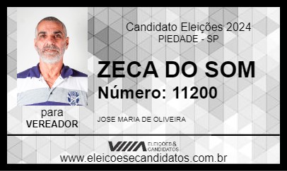 Candidato ZECA DO SOM 2024 - PIEDADE - Eleições