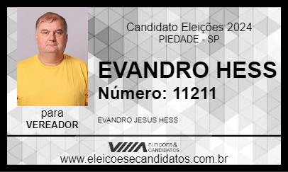 Candidato EVANDRO HESS 2024 - PIEDADE - Eleições