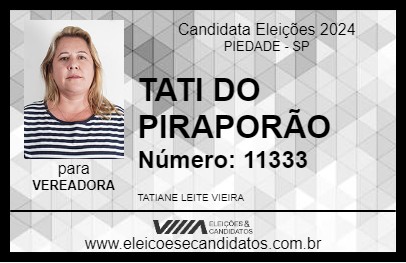 Candidato TATI DO PIRAPORÃO 2024 - PIEDADE - Eleições