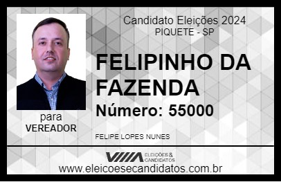 Candidato FELIPINHO DA FAZENDA 2024 - PIQUETE - Eleições