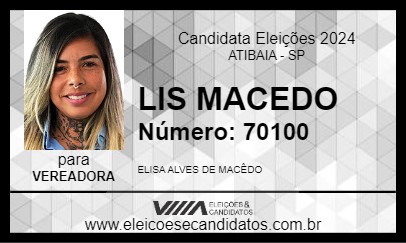 Candidato LIS MACEDO 2024 - ATIBAIA - Eleições