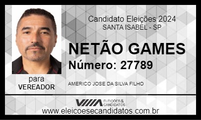 Candidato NETÃO GAMES 2024 - SANTA ISABEL - Eleições