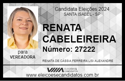 Candidato RENATA CABELEIREIRA 2024 - SANTA ISABEL - Eleições