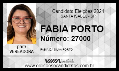 Candidato FABIA PORTO 2024 - SANTA ISABEL - Eleições