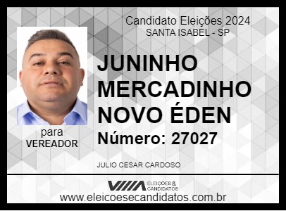 Candidato JUNINHO MERCADINHO NOVO ÉDEN 2024 - SANTA ISABEL - Eleições