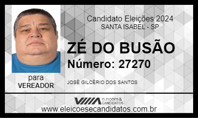 Candidato ZÉ DO BUSÃO 2024 - SANTA ISABEL - Eleições