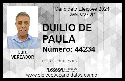 Candidato DUILIO DE PAULA 2024 - SANTOS - Eleições