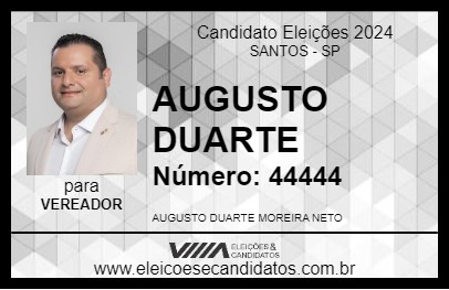 Candidato AUGUSTO DUARTE 2024 - SANTOS - Eleições