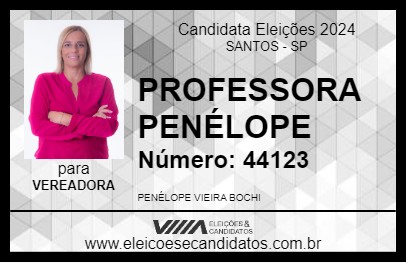 Candidato PROFESSORA PENÉLOPE 2024 - SANTOS - Eleições