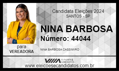 Candidato NINA BARBOSA 2024 - SANTOS - Eleições