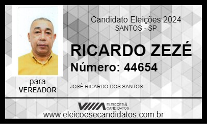 Candidato RICARDO ZEZÉ 2024 - SANTOS - Eleições