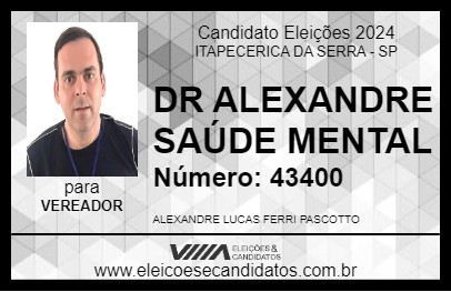 Candidato DR ALEXANDRE SAÚDE MENTAL 2024 - ITAPECERICA DA SERRA - Eleições