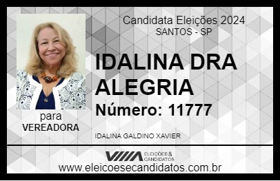 Candidato IDALINA DRA ALEGRIA 2024 - SANTOS - Eleições