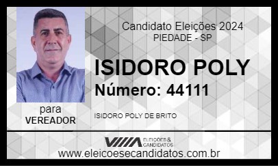 Candidato ISIDORO POLY 2024 - PIEDADE - Eleições