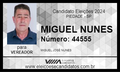 Candidato MIGUEL NUNES 2024 - PIEDADE - Eleições