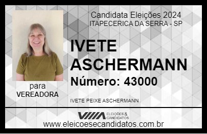 Candidato IVETE ASCHERMANN 2024 - ITAPECERICA DA SERRA - Eleições