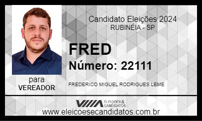 Candidato FRED 2024 - RUBINÉIA - Eleições