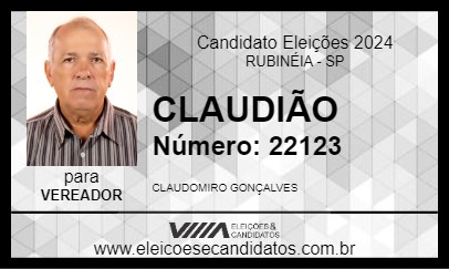 Candidato CLAUDIÃO 2024 - RUBINÉIA - Eleições