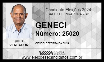 Candidato GENECI 2024 - SALTO DE PIRAPORA - Eleições