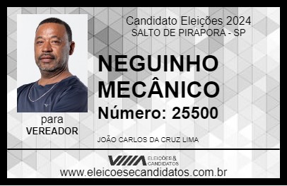 Candidato NEGUINHO MECÂNICO 2024 - SALTO DE PIRAPORA - Eleições