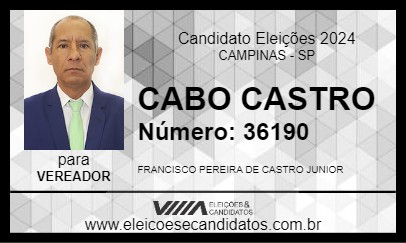 Candidato CABO CASTRO 2024 - CAMPINAS - Eleições