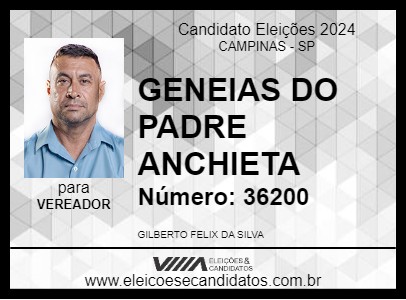 Candidato GENEIAS DO PADRE ANCHIETA 2024 - CAMPINAS - Eleições